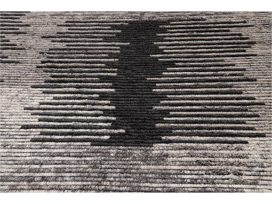 Contemporary Textured Ribbed Wool Rug 12 X 15