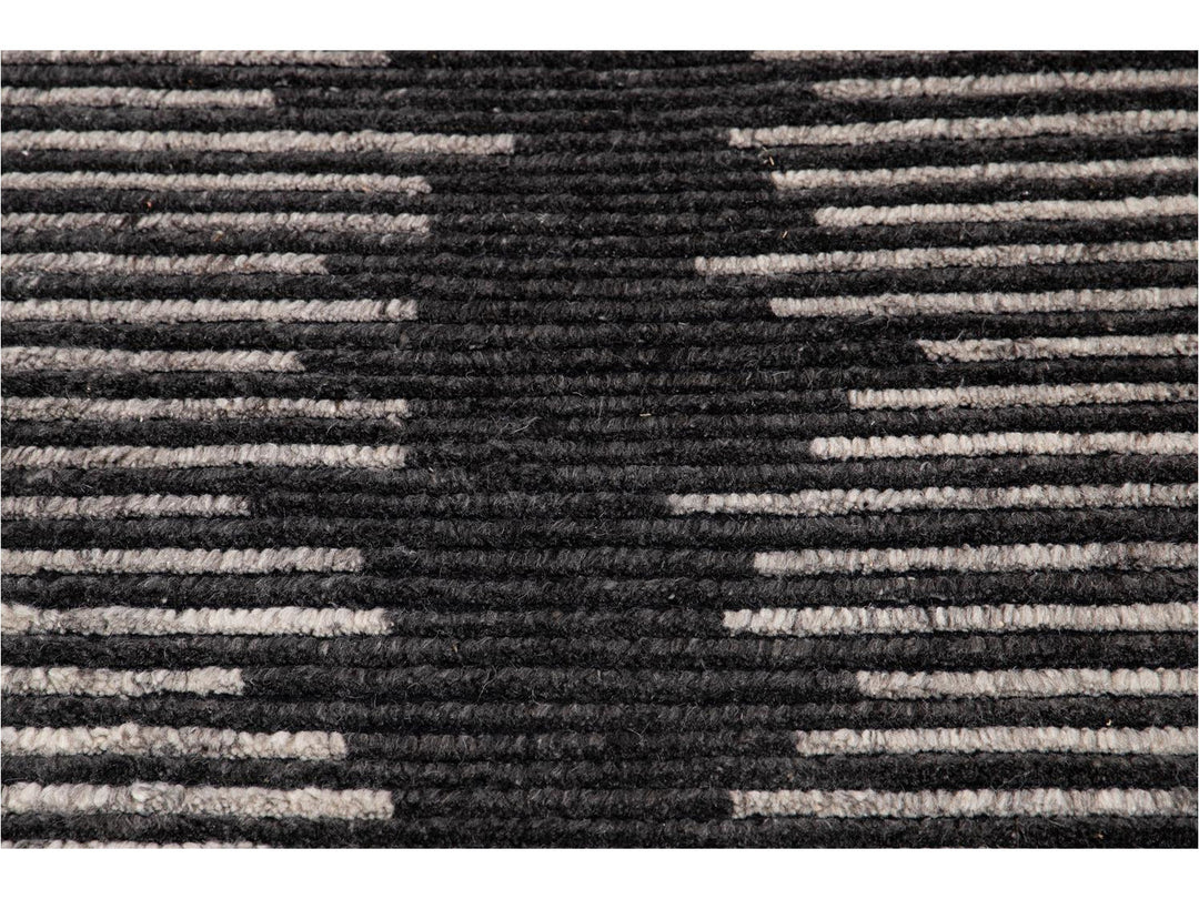 Contemporary Textured Ribbed Wool Rug 12 X 15