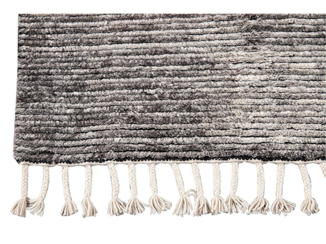Contemporary Textured Ribbed Wool Rug 12 X 15