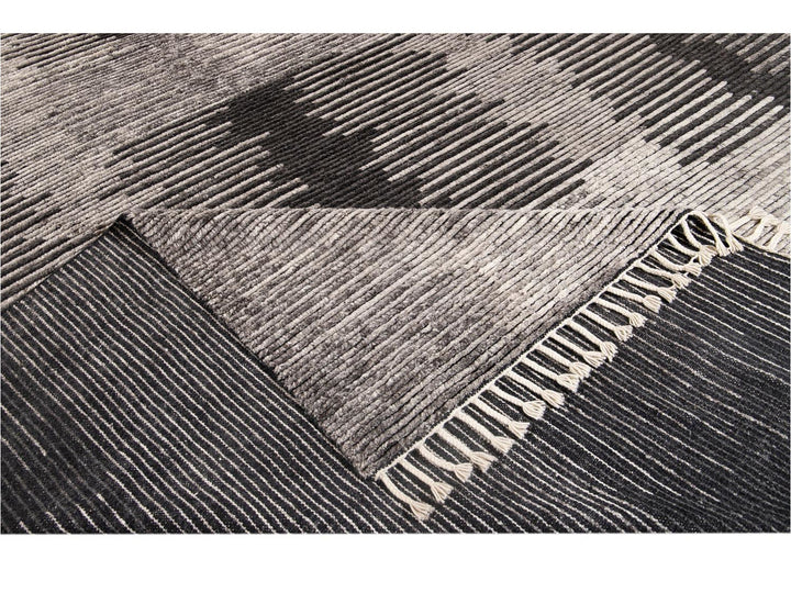 Contemporary Textured Ribbed Wool Rug 12 X 15