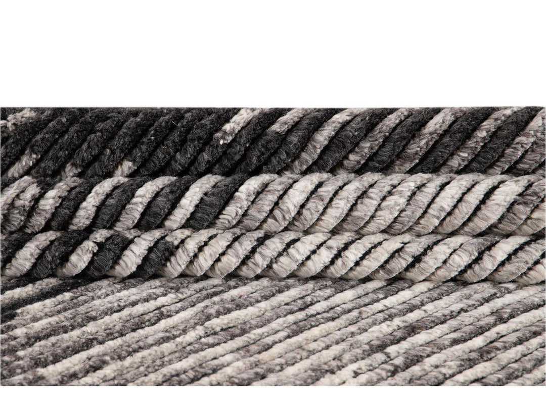 Contemporary Textured Ribbed Wool Rug 12 X 15