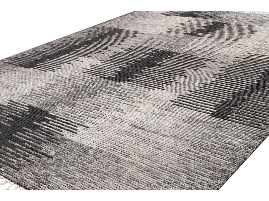 Contemporary Textured Ribbed Wool Rug 12 X 15