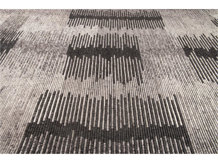 Contemporary Textured Ribbed Wool Rug 12 X 15