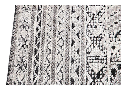 Modern Textured High Low Wool Rug 9 X 12