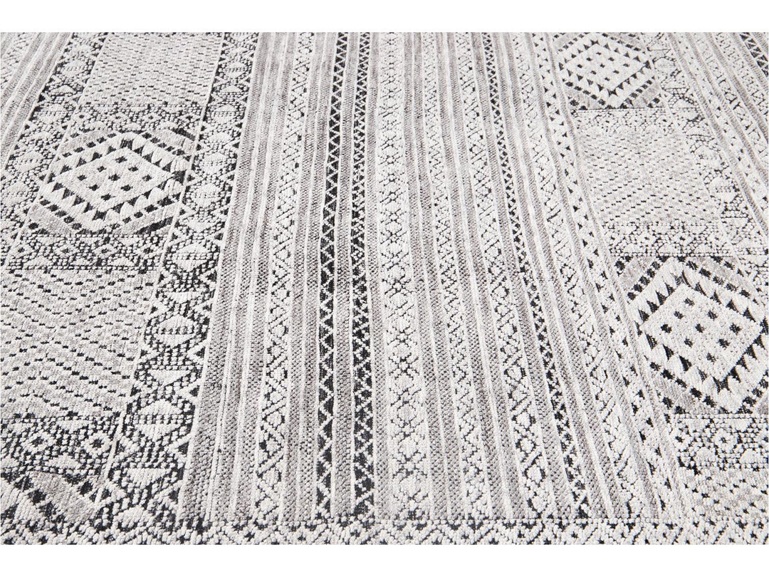 Modern Textured High Low Wool Rug 9 X 12