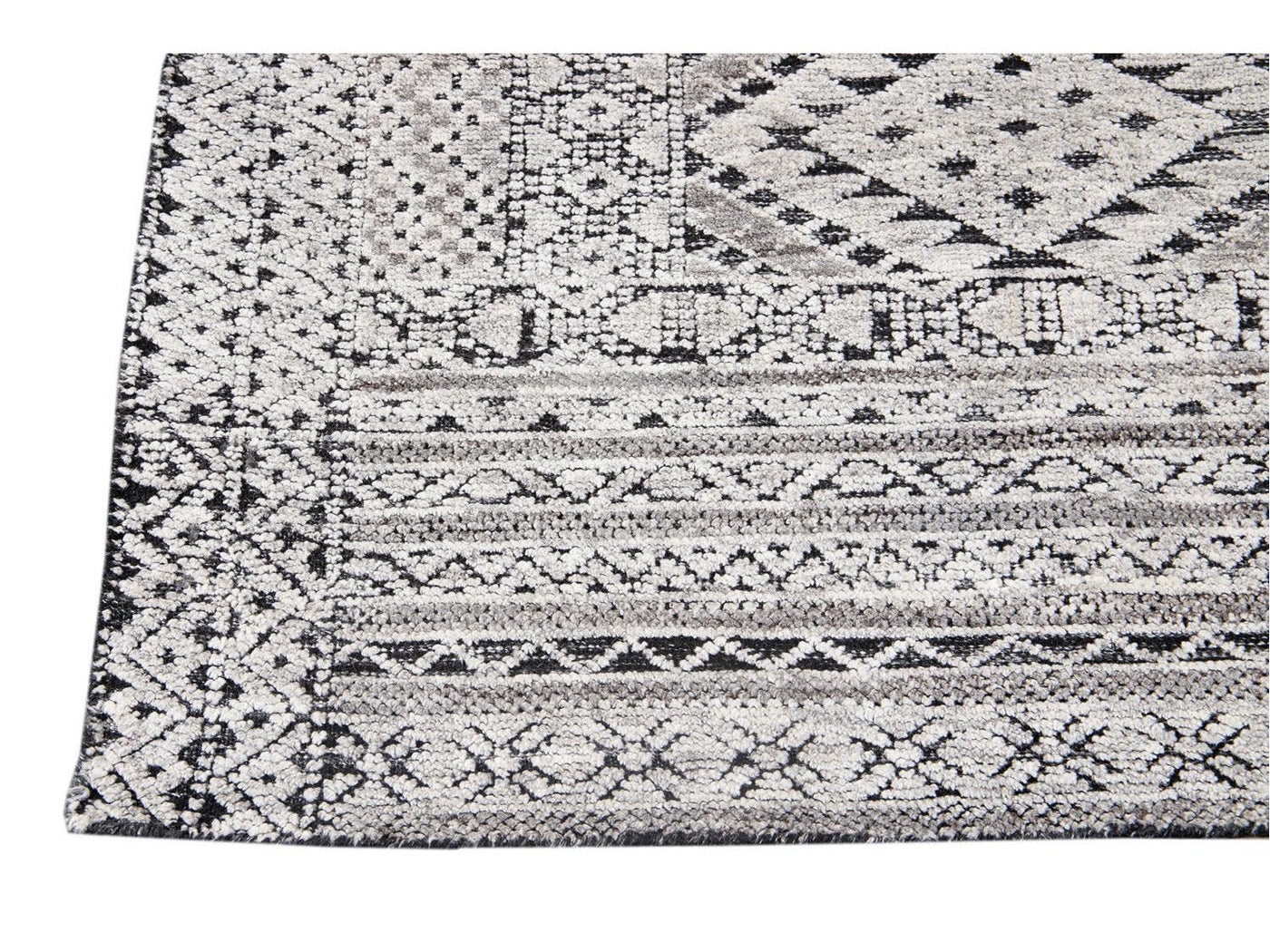 Modern Textured High Low Wool Rug 9 X 12