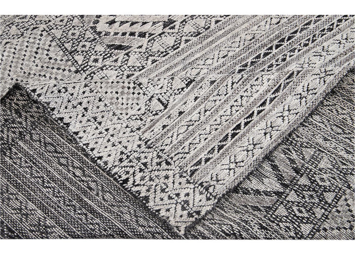 Modern Textured High Low Wool Rug 9 X 12