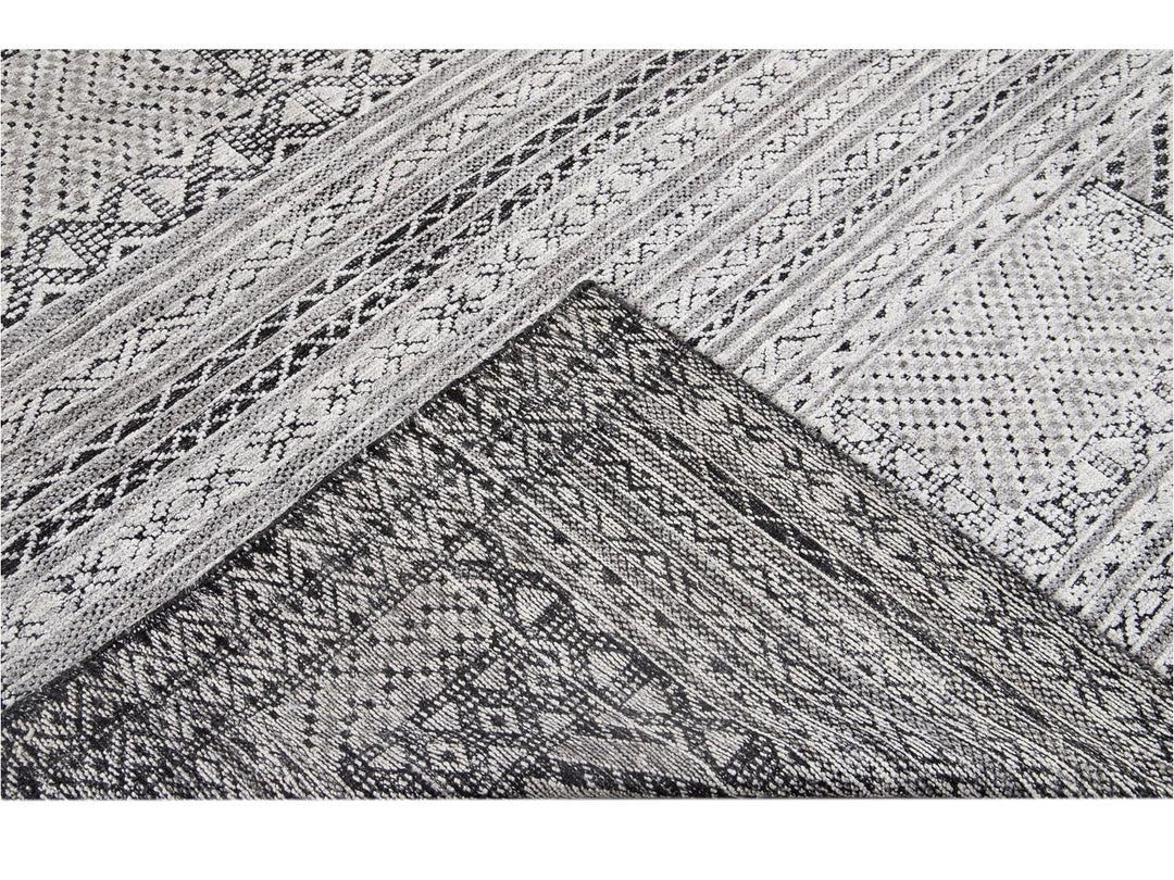 Modern Textured High Low Wool Rug 8 X 10