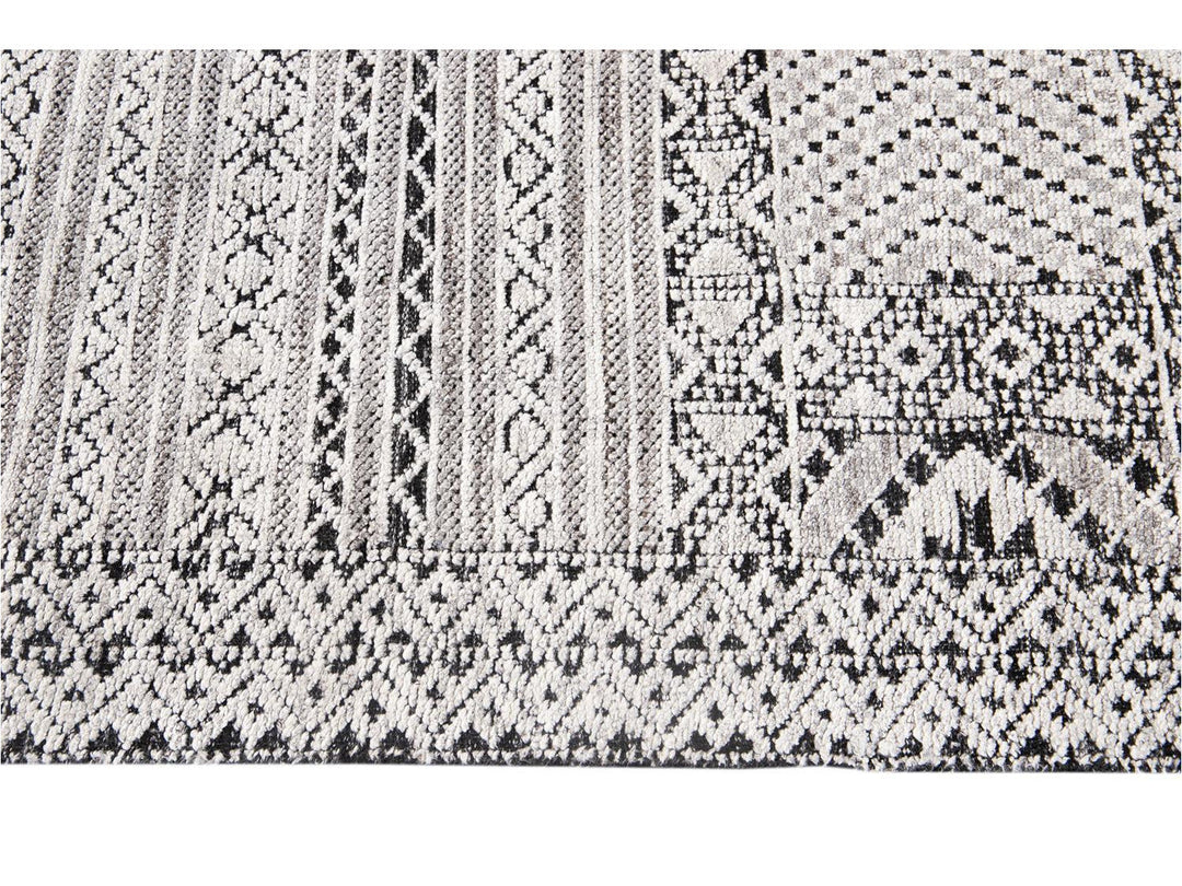 Modern Textured High Low Wool Rug 9 X 12