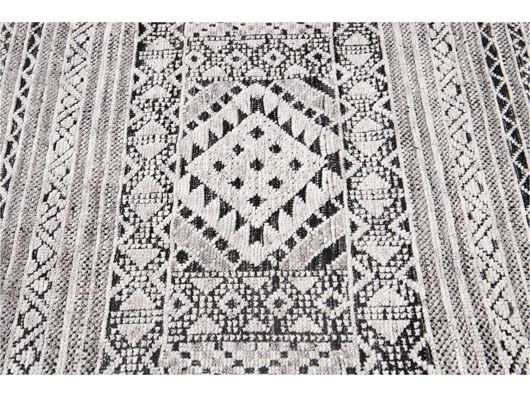 Modern Textured High Low Wool Rug 9 X 12