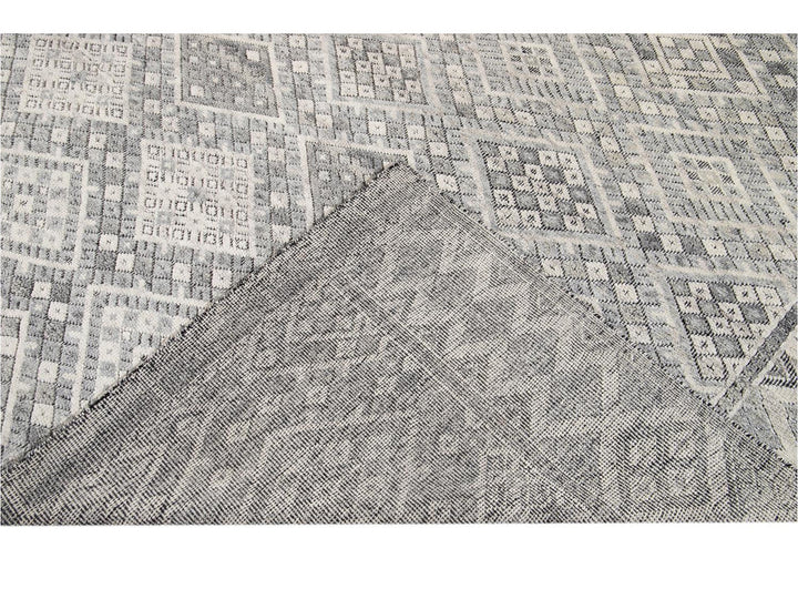 Modern Textured High Low Wool Rug 11 X14