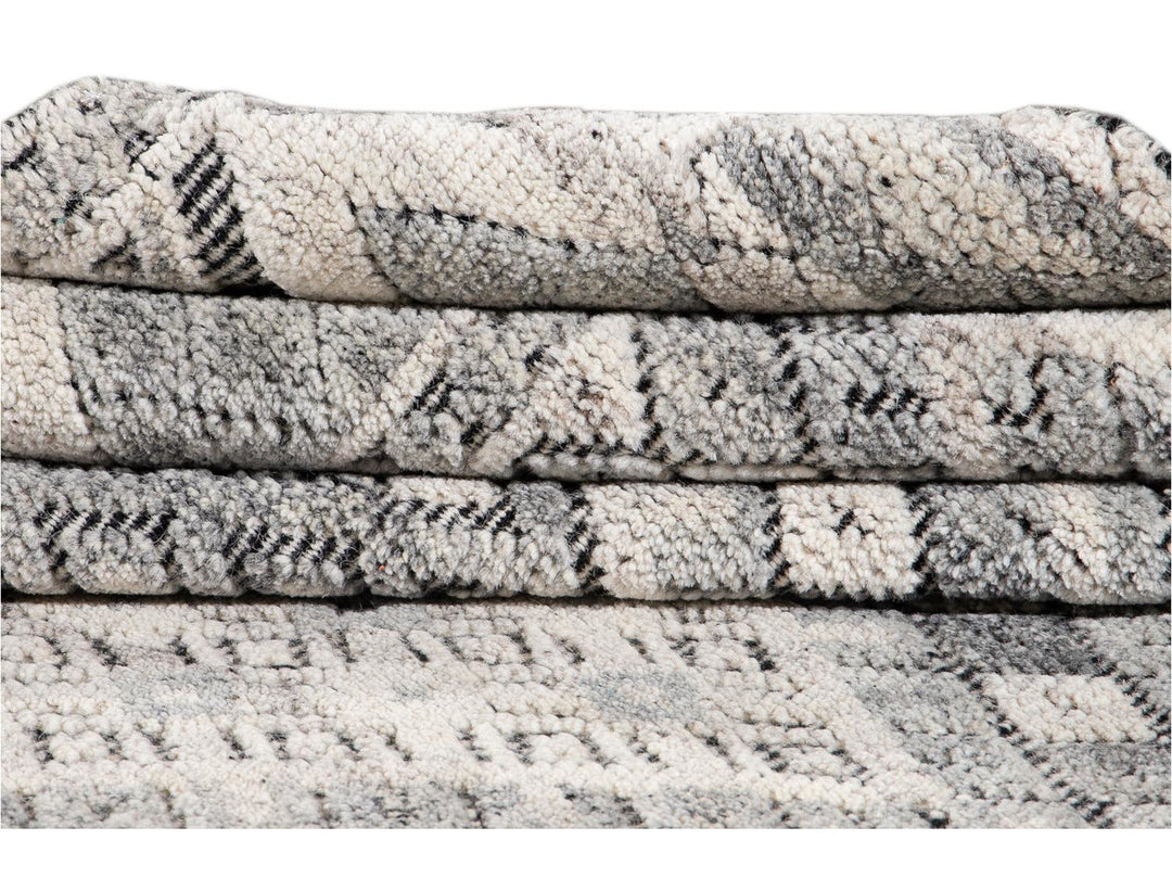 Modern Textured High Low Wool Rug 11 X14