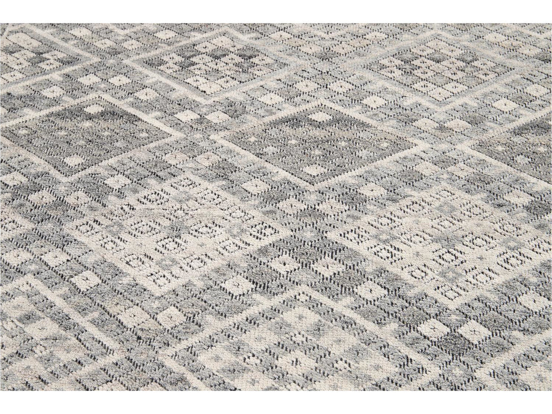 Modern Textured High Low Wool Rug 11 X14