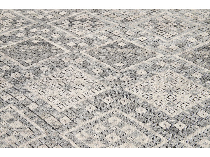 Modern Textured High Low Wool Rug 11 X14