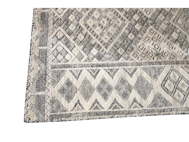 Modern Textured High Low Wool Rug 11 X14