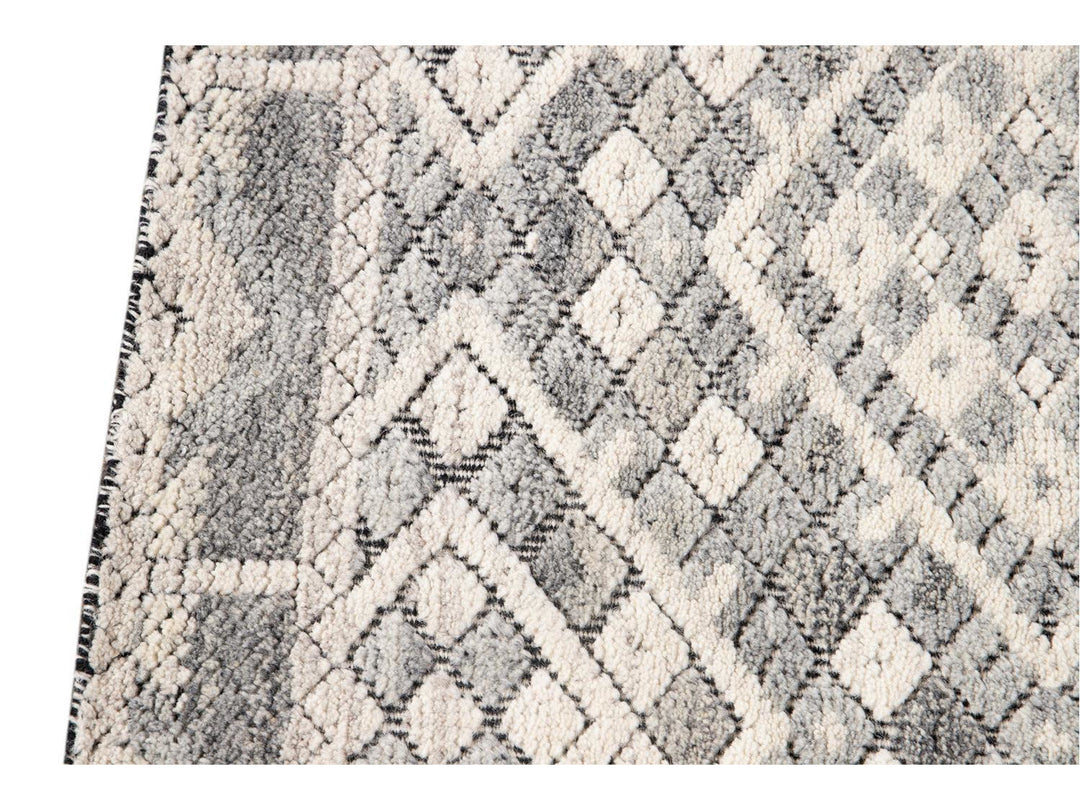 Modern Textured High Low Wool Rug 11 X14