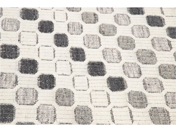 Contemporary Textured High Low Wool Rug 10 X 14