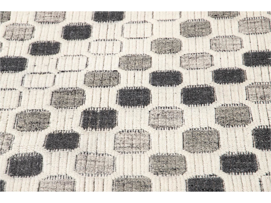 Contemporary Textured High Low Wool Rug 10 X 14