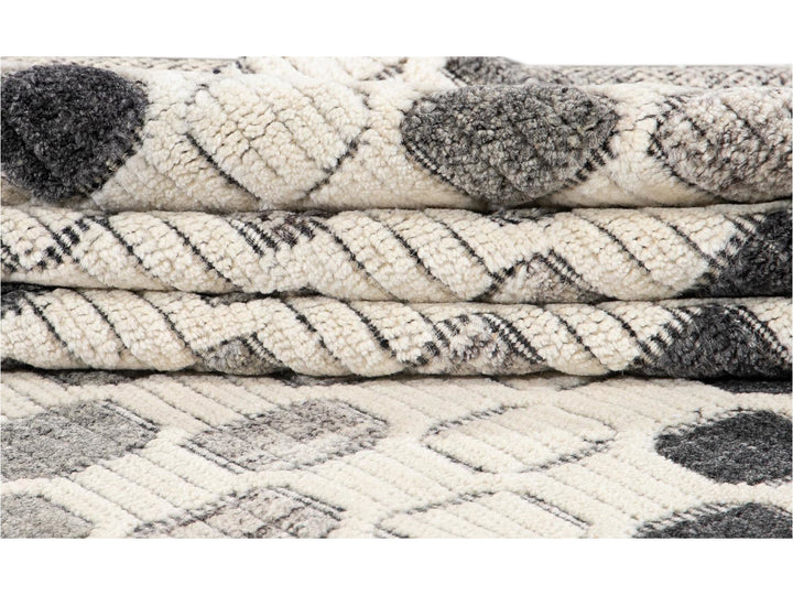 Contemporary Textured High Low Wool Rug 10 X 14