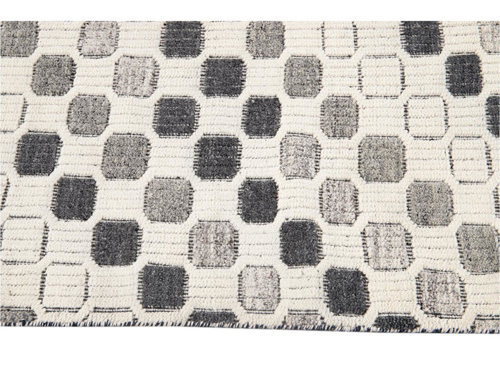 Contemporary Textured High Low Wool Rug 10 X 14