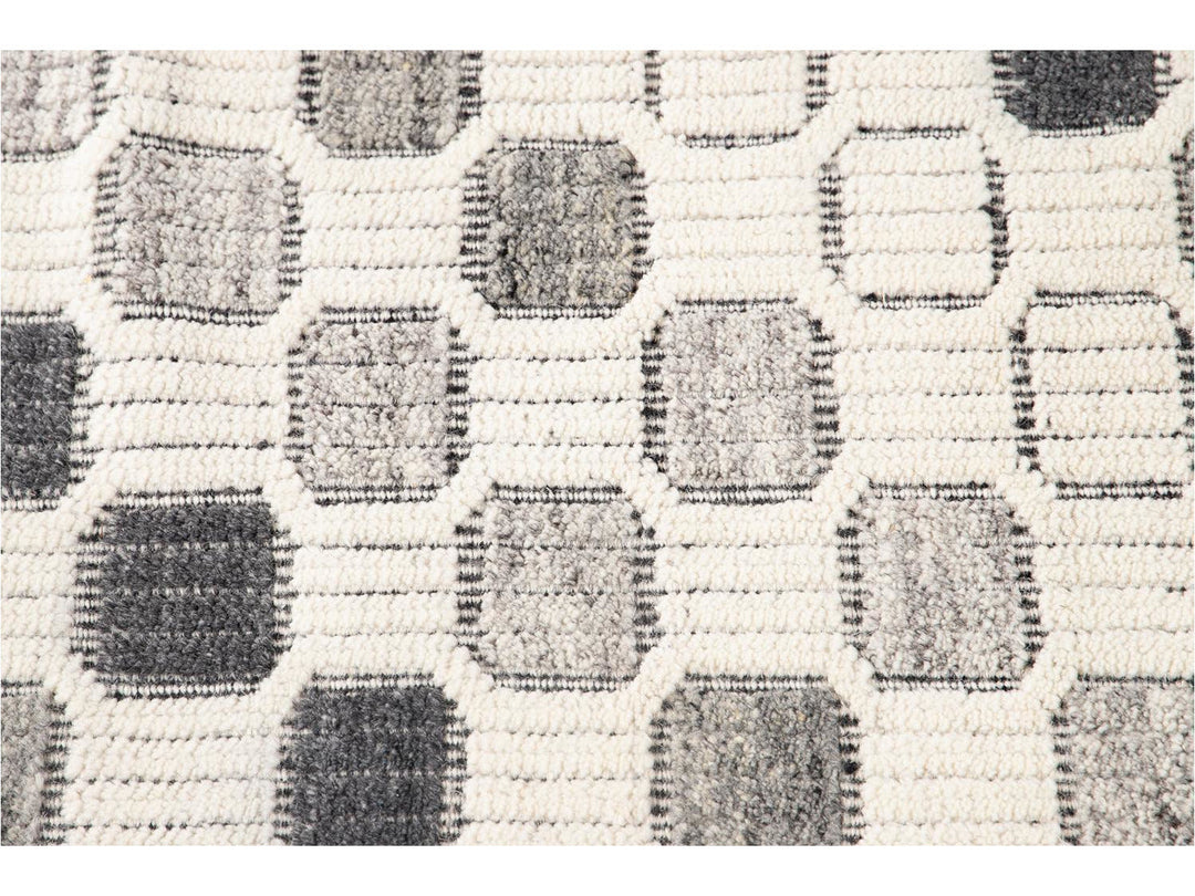 Contemporary Textured High Low Wool Rug 10 X 14
