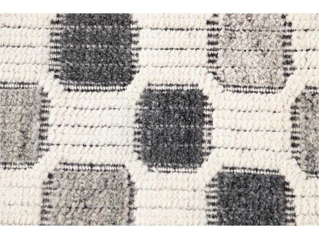 Contemporary Textured High Low Wool Rug 10 X 14
