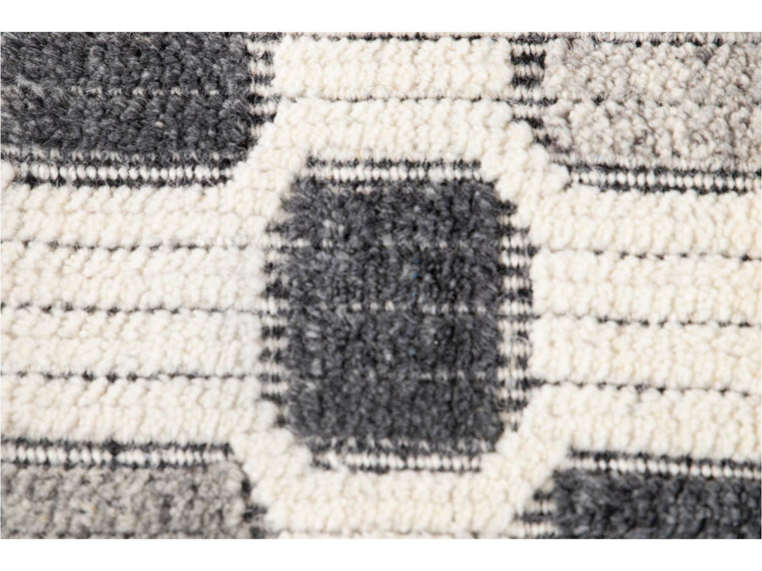 Contemporary Textured High Low Wool Rug 10 X 14