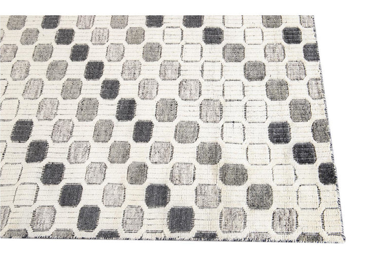 Contemporary Textured High Low Wool Rug 10 X 14