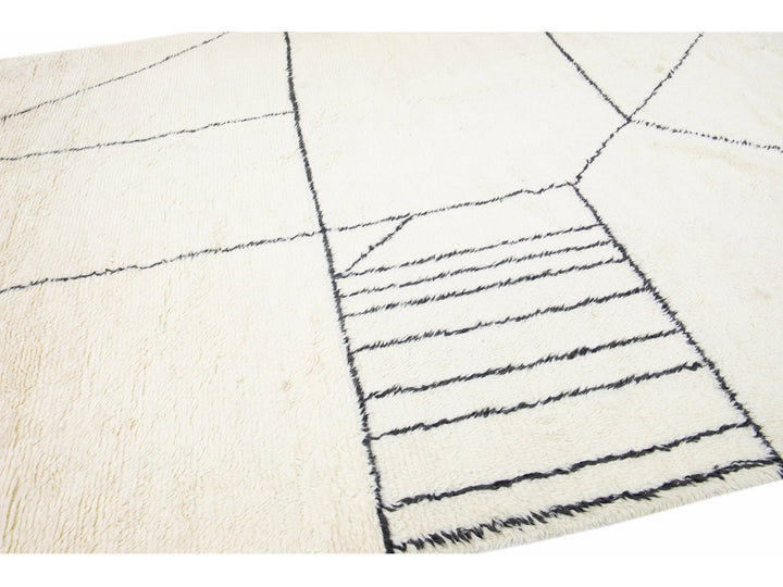 Modern Moroccan Wool Rug 9 X 12