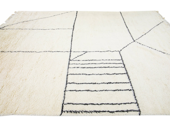 Modern Moroccan Wool Rug 9 X 12