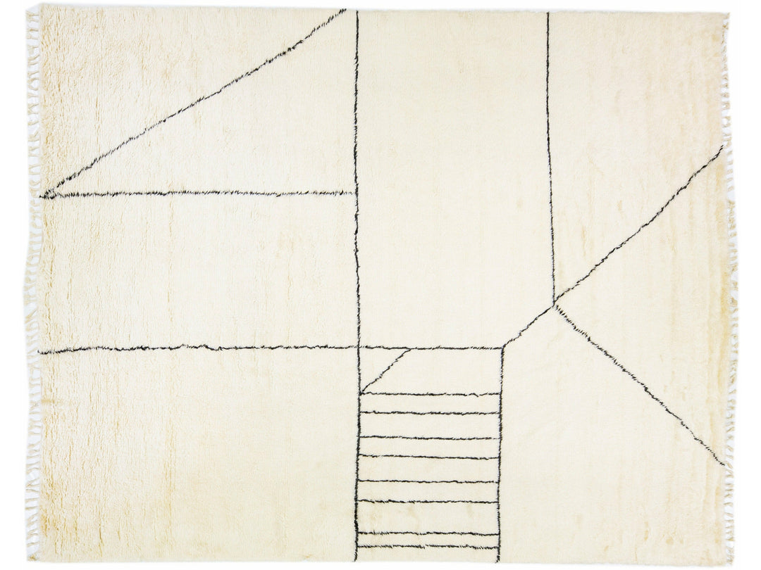 Modern Moroccan Style Handmade Abstract Designed Wool Rug by Apadana