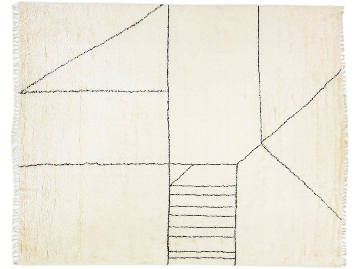 Modern Moroccan Style Handmade Abstract Designed Wool Rug by Apadana