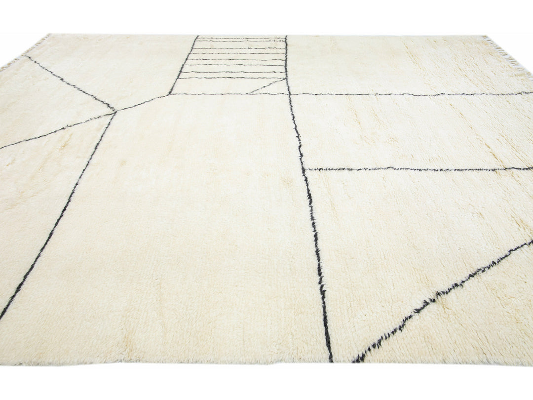 Modern Moroccan Wool Rug 12 X 15