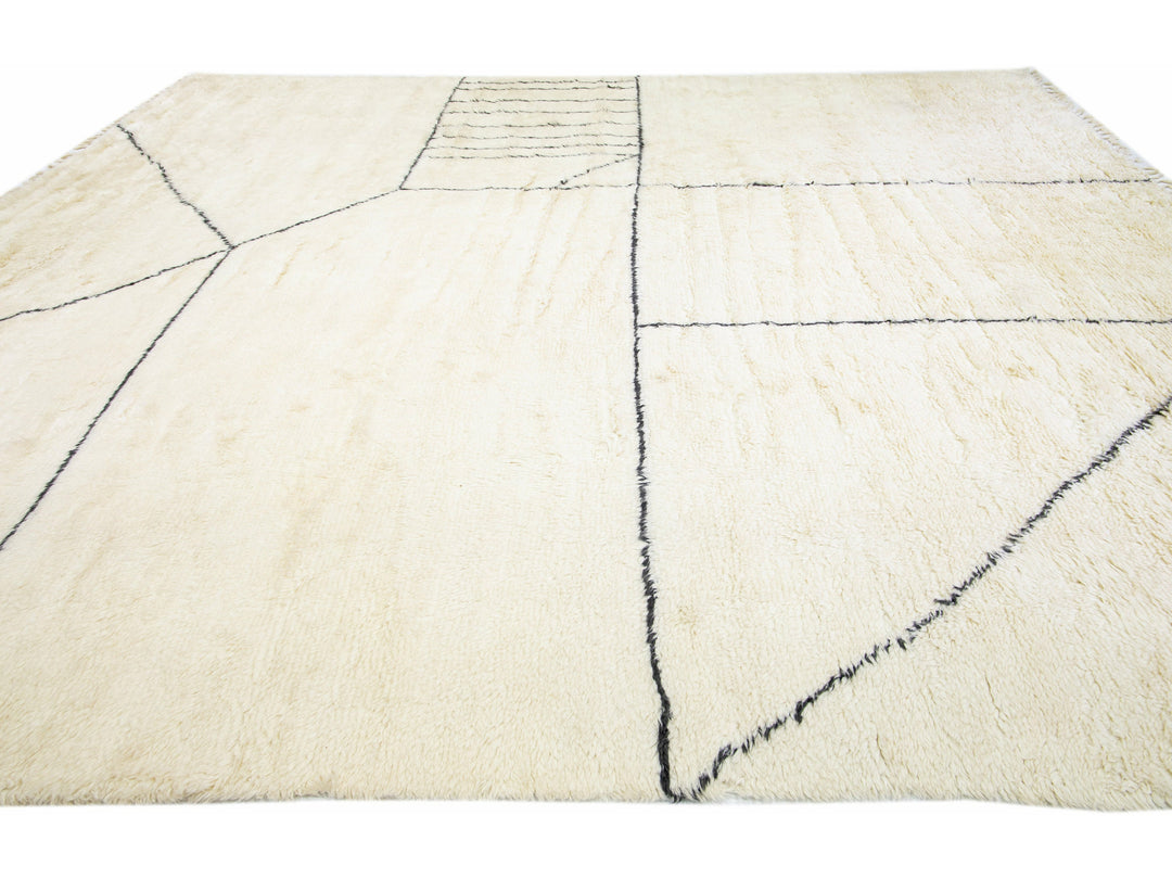 Modern Moroccan Wool Rug 14 X 16