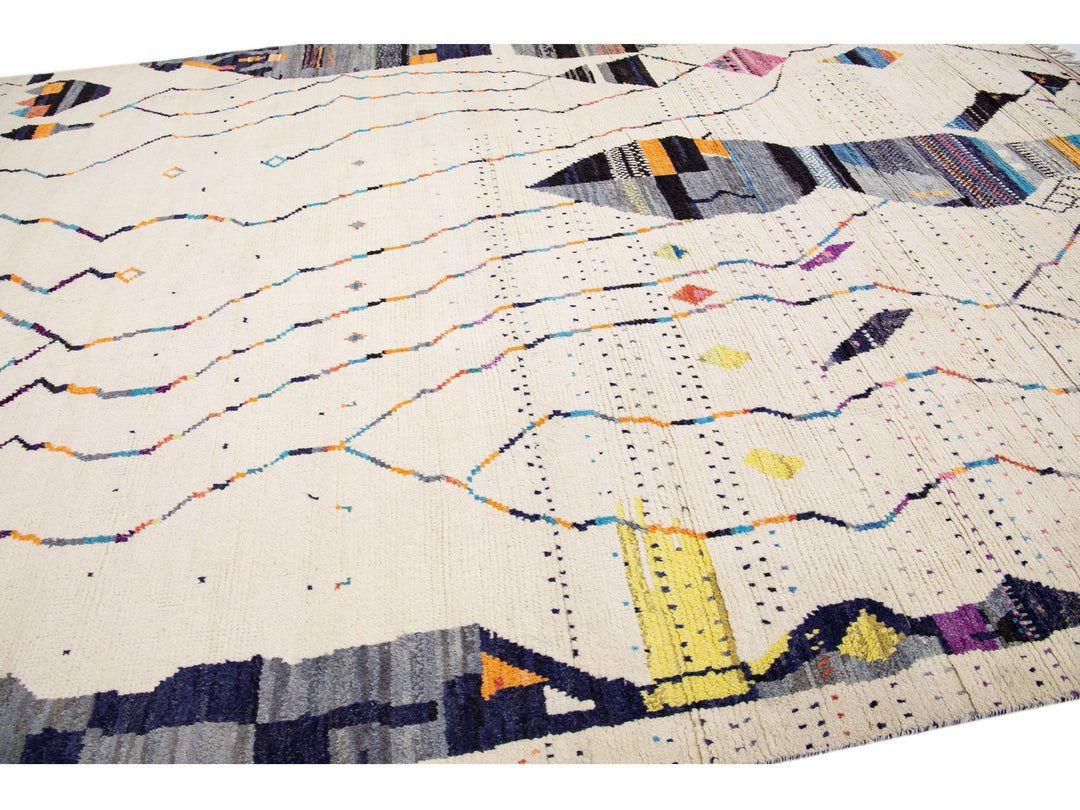 Modern Moroccan Berber Wool Rug 10 X 14