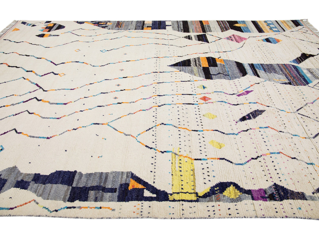 Modern Moroccan Berber Wool Rug 10 X 14