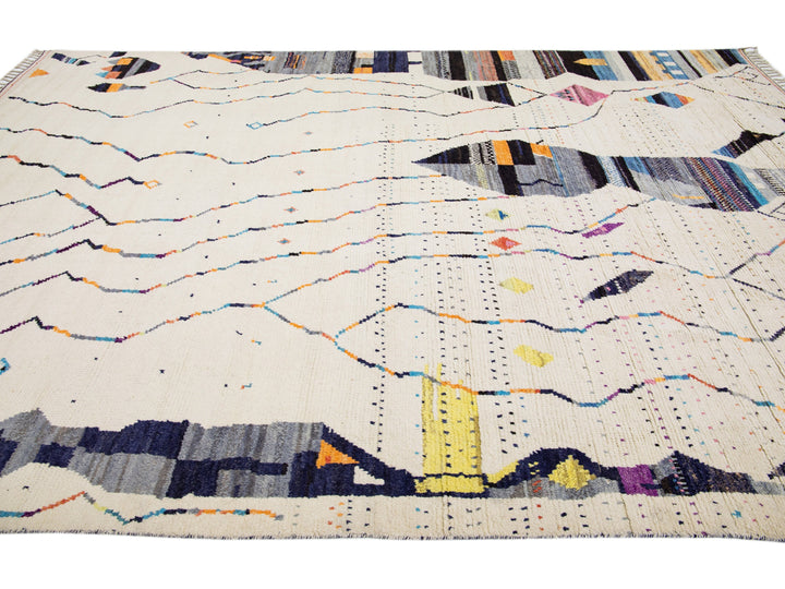 Modern Moroccan Berber Wool Rug 10 X 14