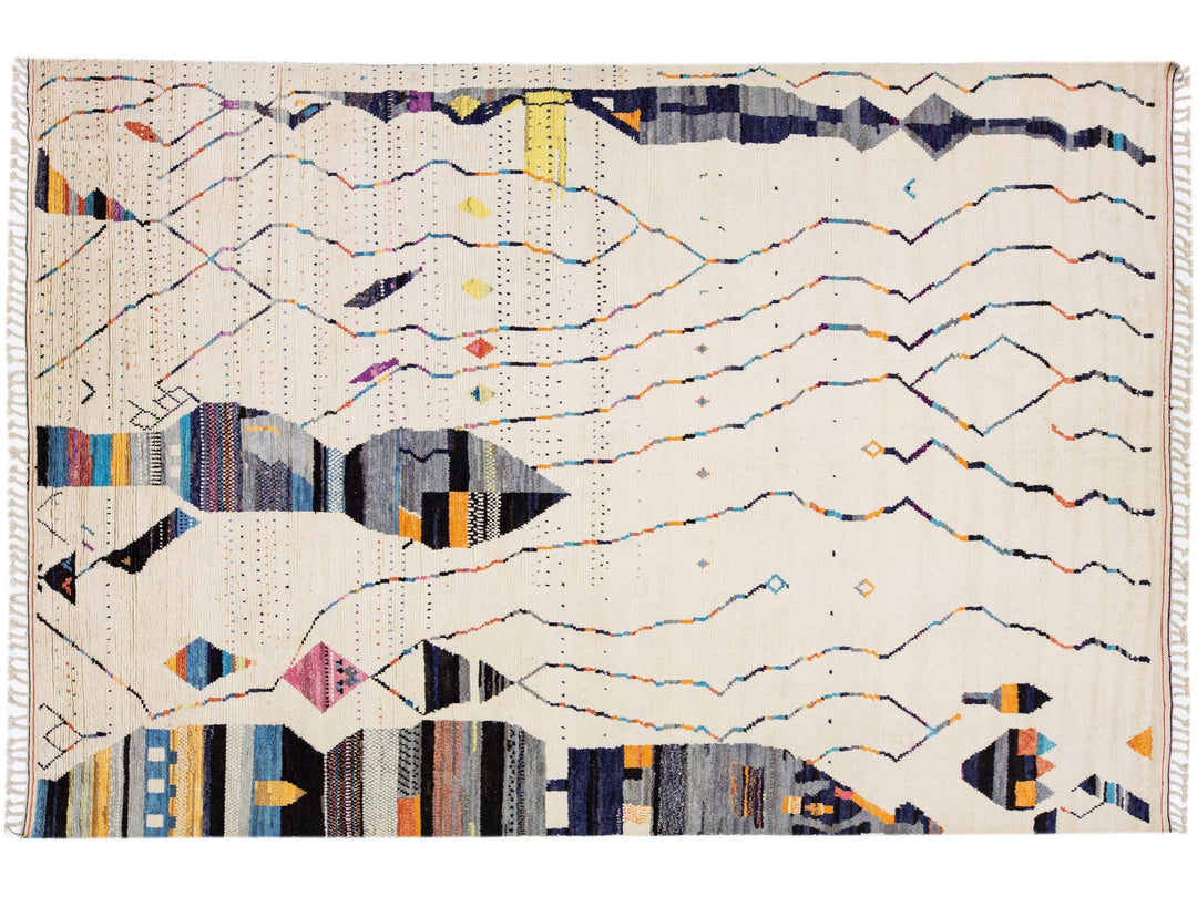 Modern Moroccan Berber Wool Rug 10 X 14