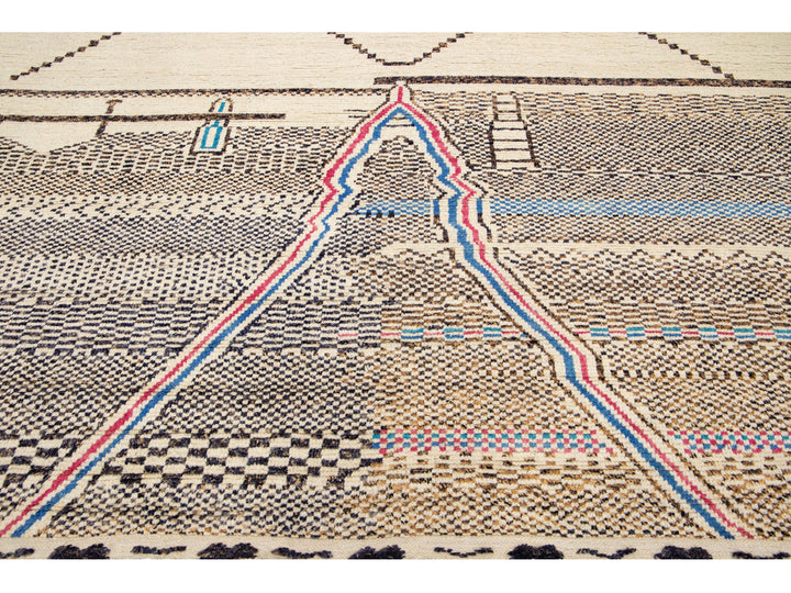 Modern Moroccan Berber Wool Rug 10 X 15