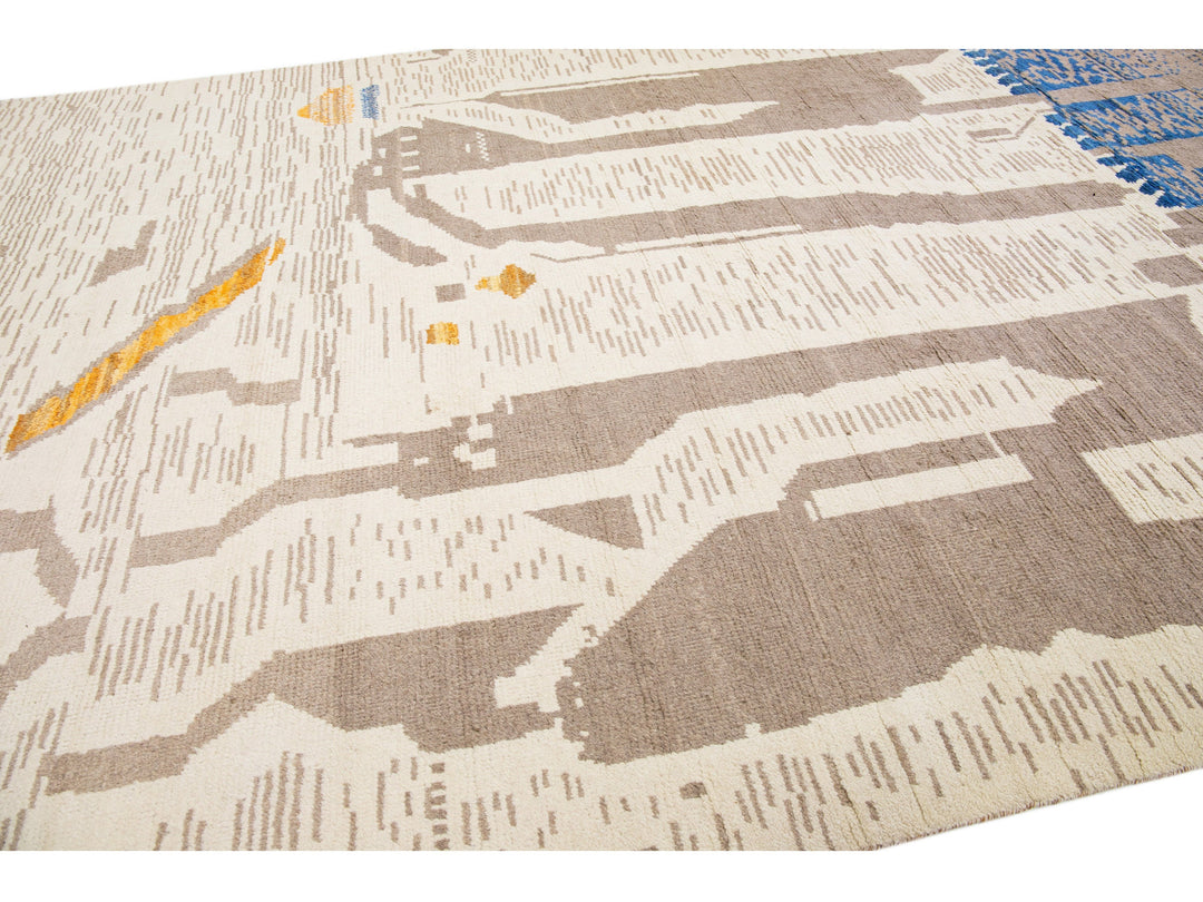 Modern Moroccan Berber Wool Rug 10 X 19