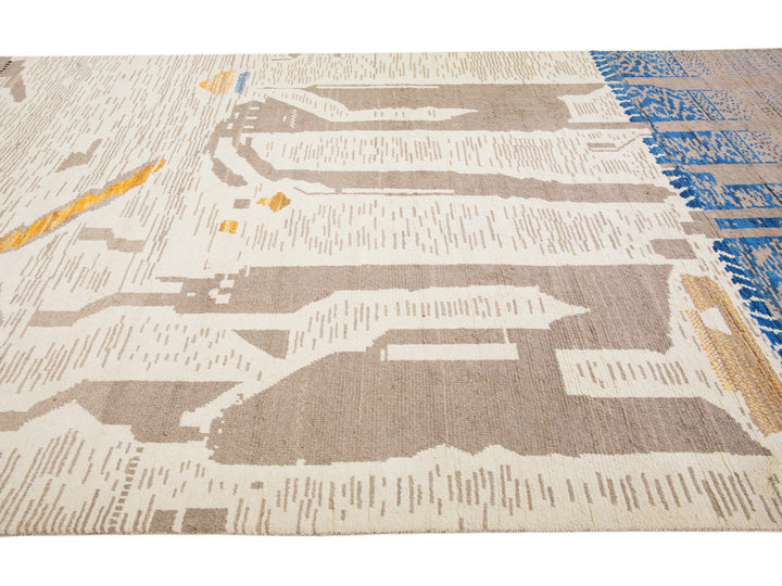 Modern Moroccan Berber Wool Rug 10 X 19