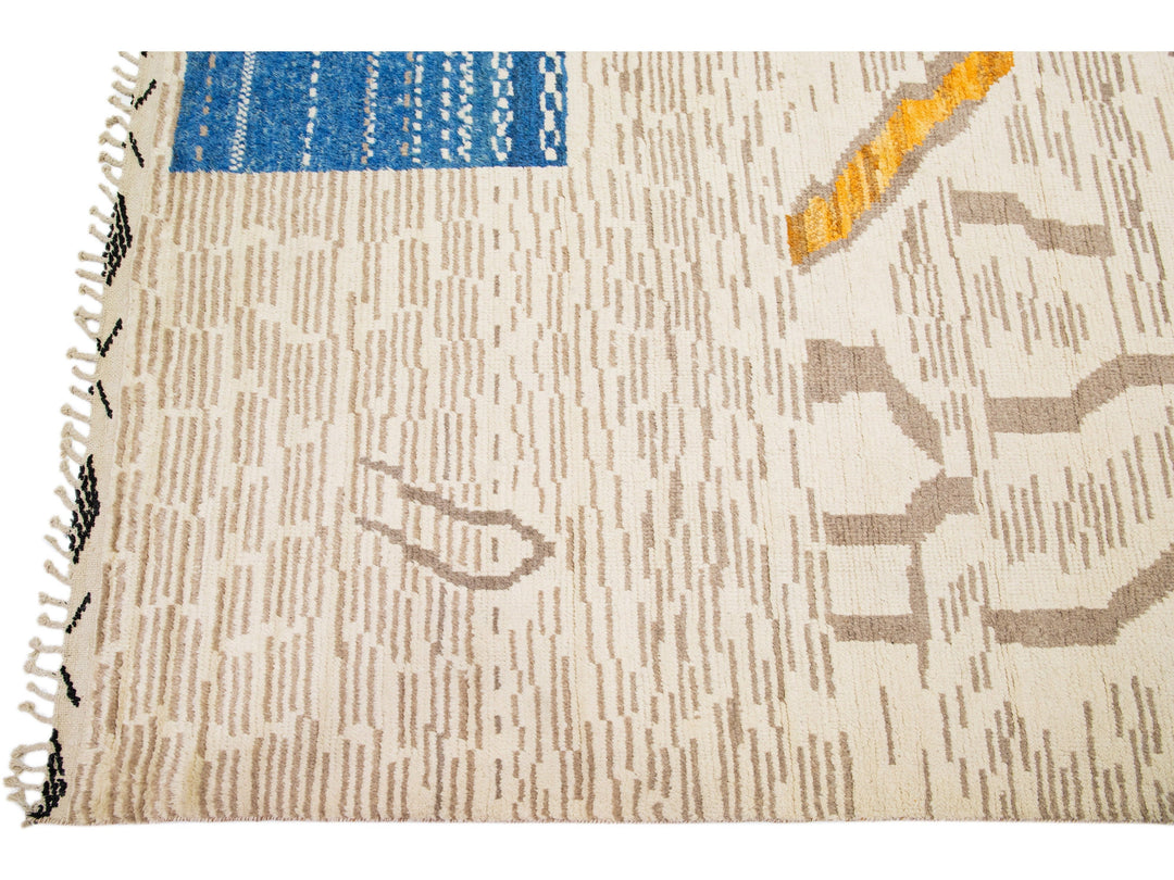 Modern Moroccan Berber Wool Rug 10 X 19