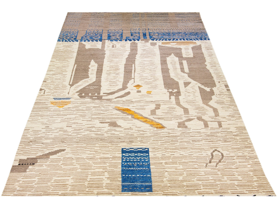 Modern Moroccan Berber Wool Rug 10 X 19