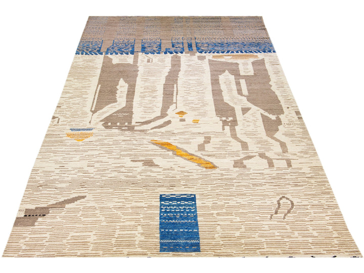 Modern Moroccan Berber Wool Rug 10 X 19