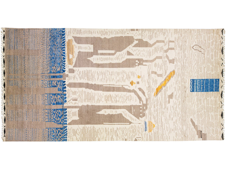 Modern Moroccan Berber Wool Rug 10 X 19