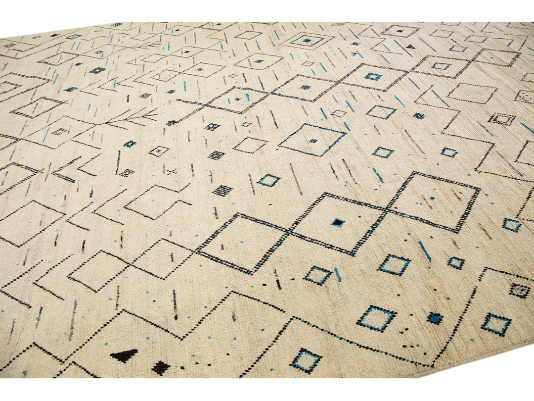 Modern Moroccan Berber Wool Rug 12 X 15