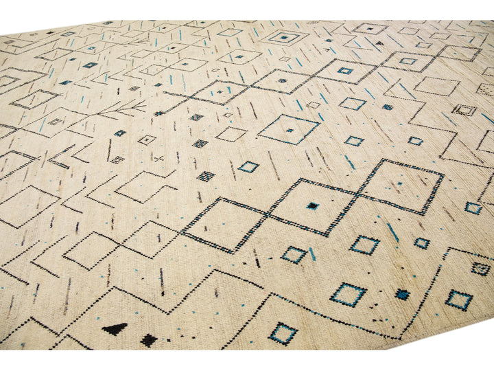 Modern Moroccan Berber Wool Rug 12 X 15