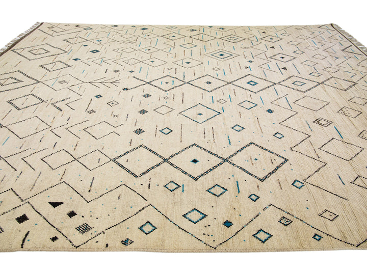 Modern Moroccan Berber Wool Rug 12 X 15