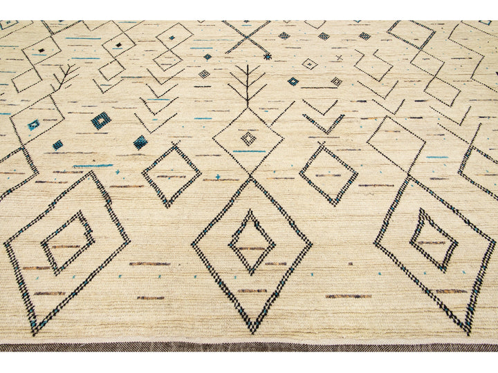 Modern Moroccan Berber Wool Rug 12 X 15