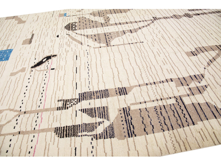 Modern Moroccan Berber Wool Rug 10 X 15